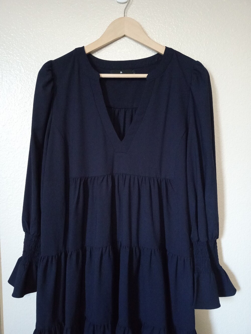 Pomander Place X Tuckernuck Navy Blue Crepe Kenzo Dress Tiered Ruffle - Picture 5 of 10